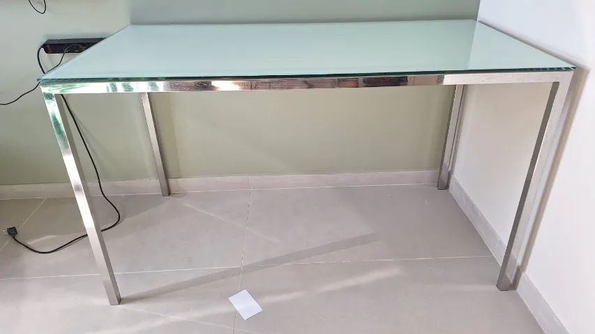Mesa de Vidro Temperado e Aço Inox Estilo Clean - Foto 3