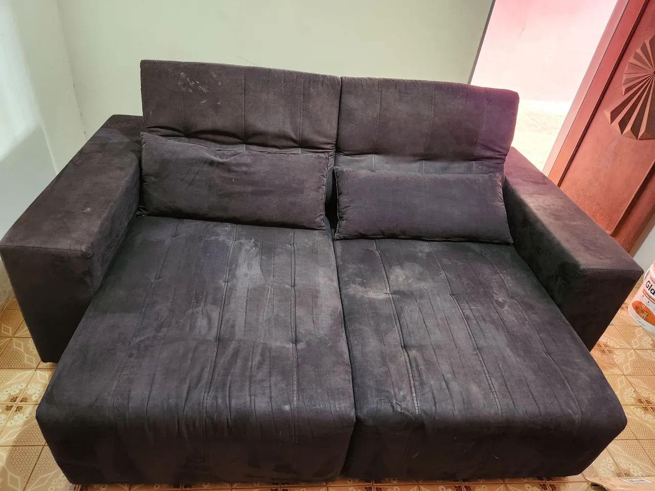 Sofa 3 lugares retrátil encosto reclináveis 