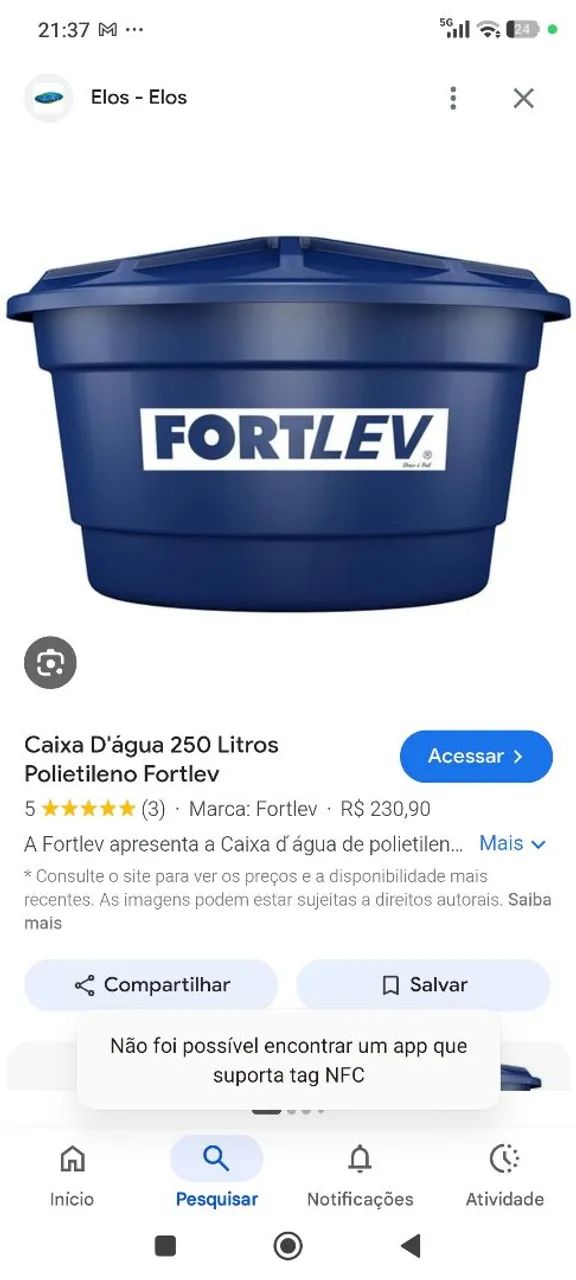 Vende-se caixa d'água de 250 l nunca usada forte leve.