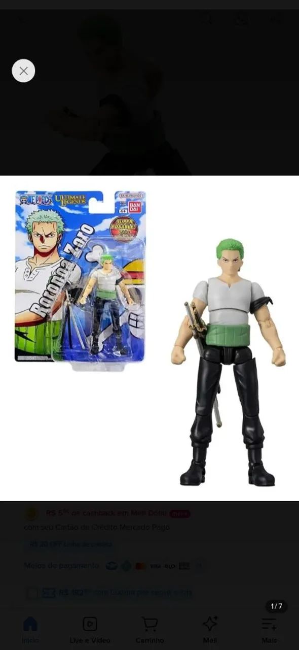 One Piece. Boneco Roronoa Zoro 12CM Com Acessórios<br><br>12cm Com Acessório - Foto 3
