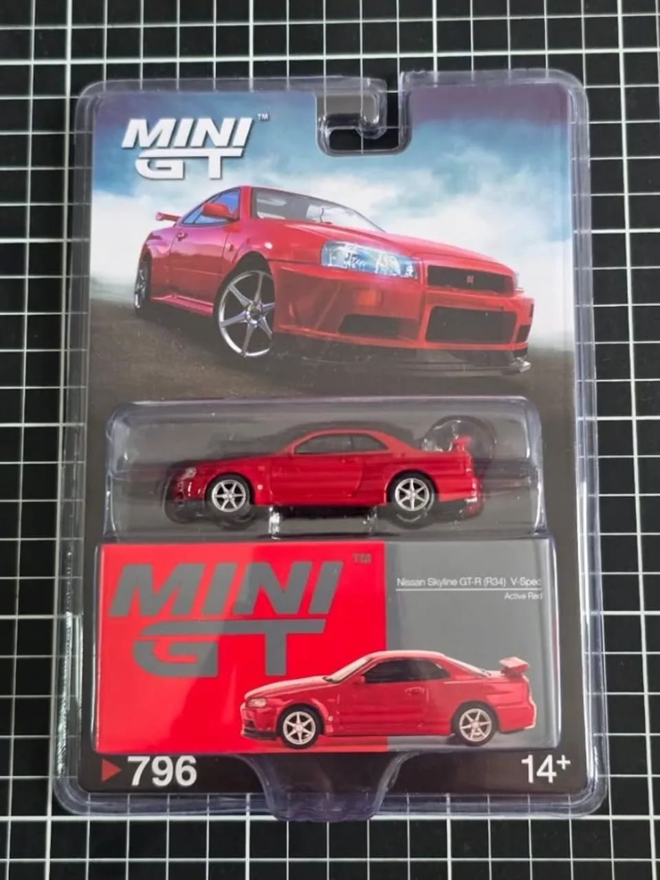 【未開封】 NISSAN SKYLINE GT-R (R34) V-SPⅡ Nissan Skyline GT-R R34 V-Spec Vermelho - MiniGT - Hobbies e