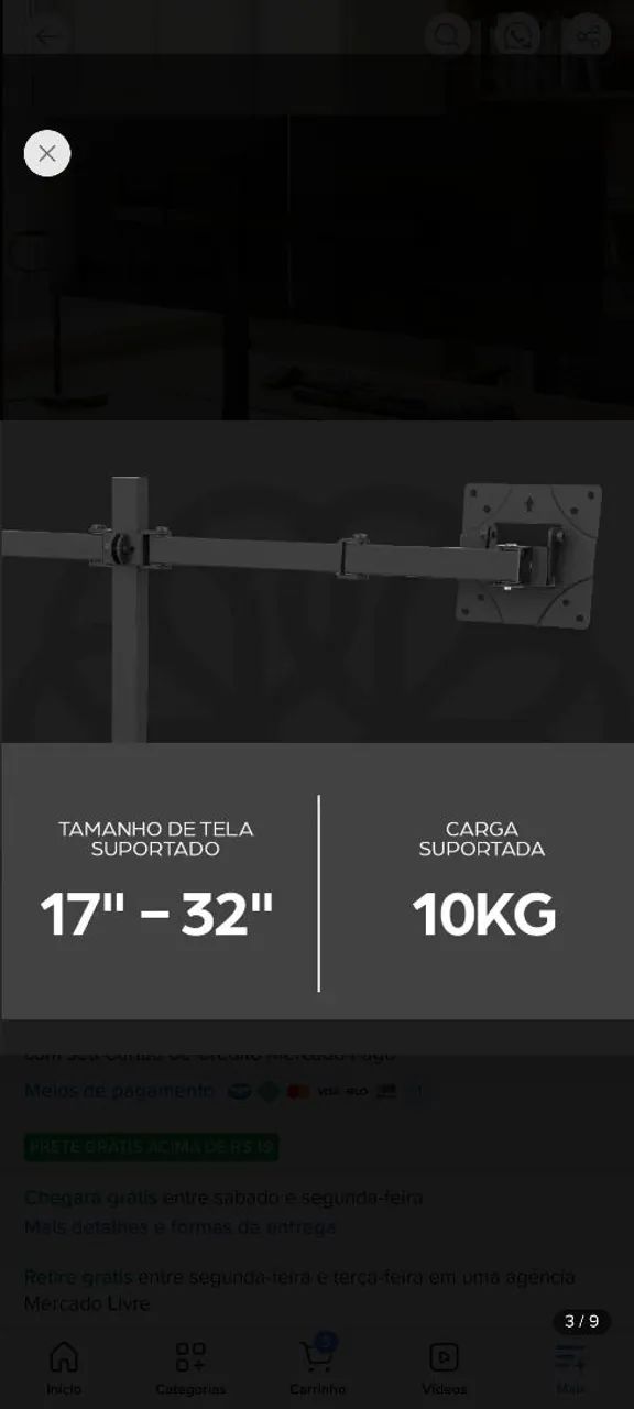 Suporte duplo para monitores de 17" a 32" - Foto 5