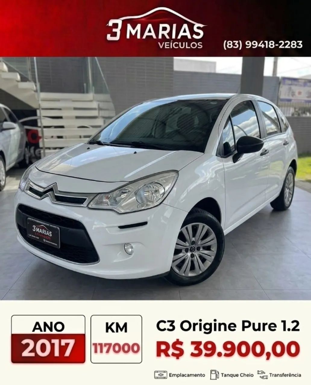 Citroën C3 1.2 PURE TECH FLEX ORIGINE MANUAL 2017
