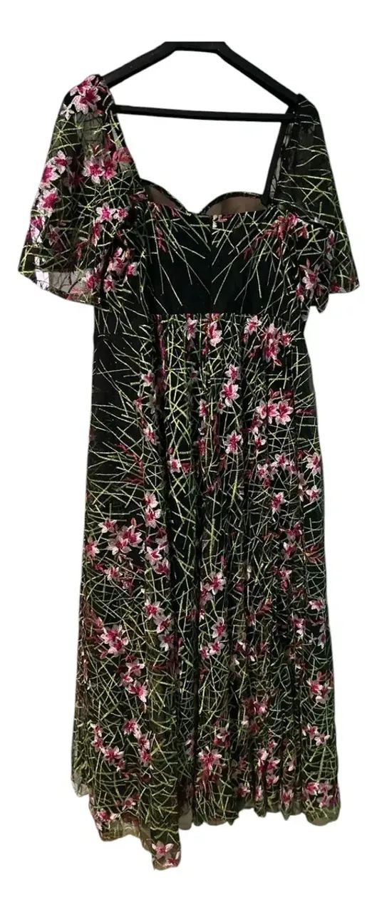 Vestido Longo Em Tuli Floral Marieta - Foto 2