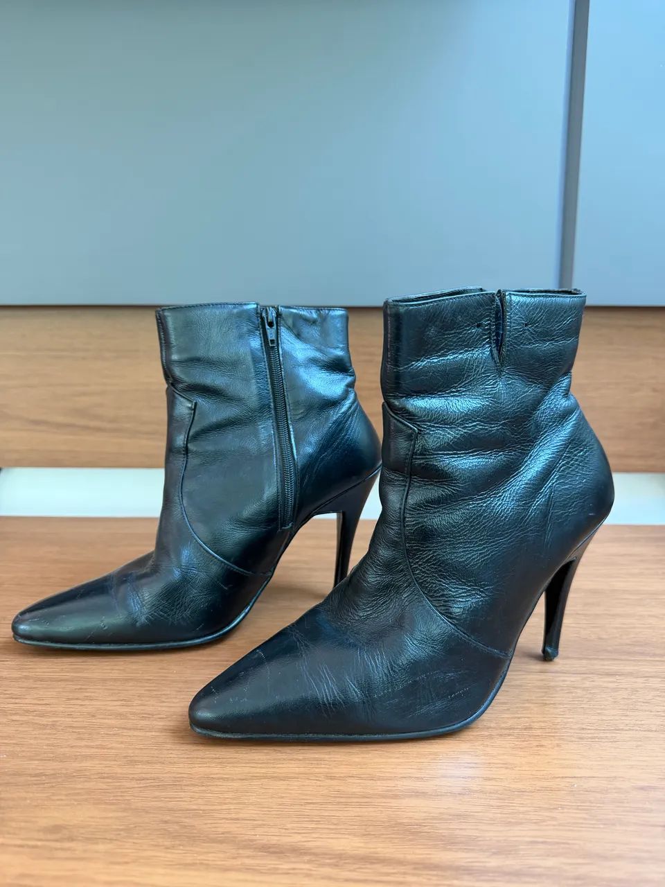 Bota de couro preta 
