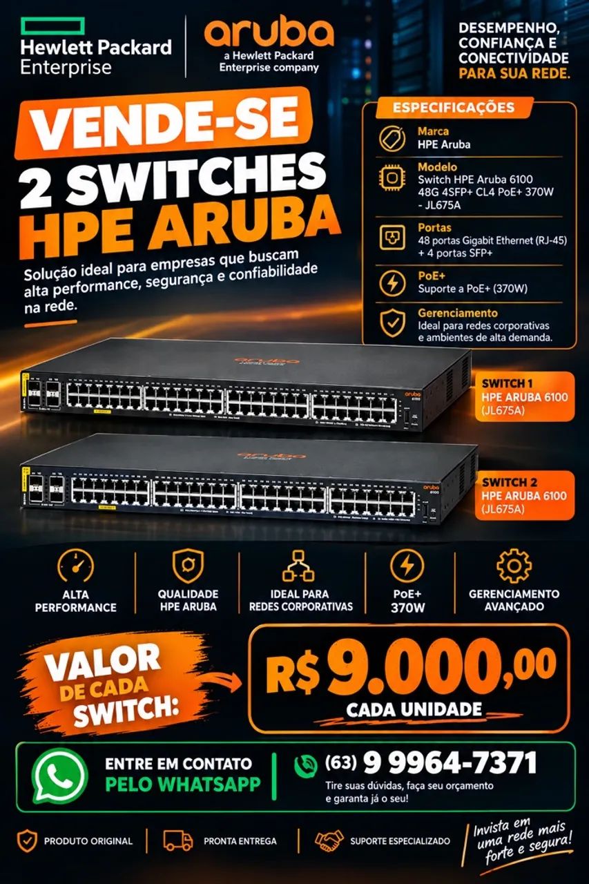 Vende-se 2 switches HPE Aruba
