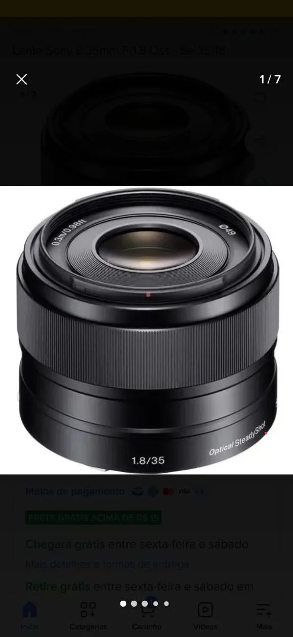 Lente sony 35mm f1.8 com OSS E mount aps-c - Câmeras e Filmadoras