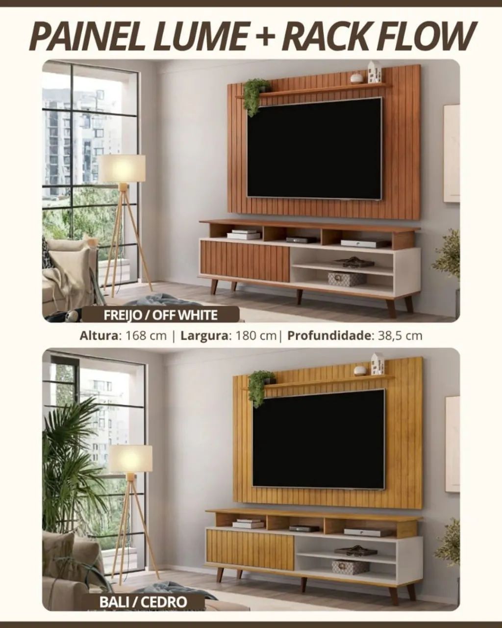 Conjunto Rack com painel Lume