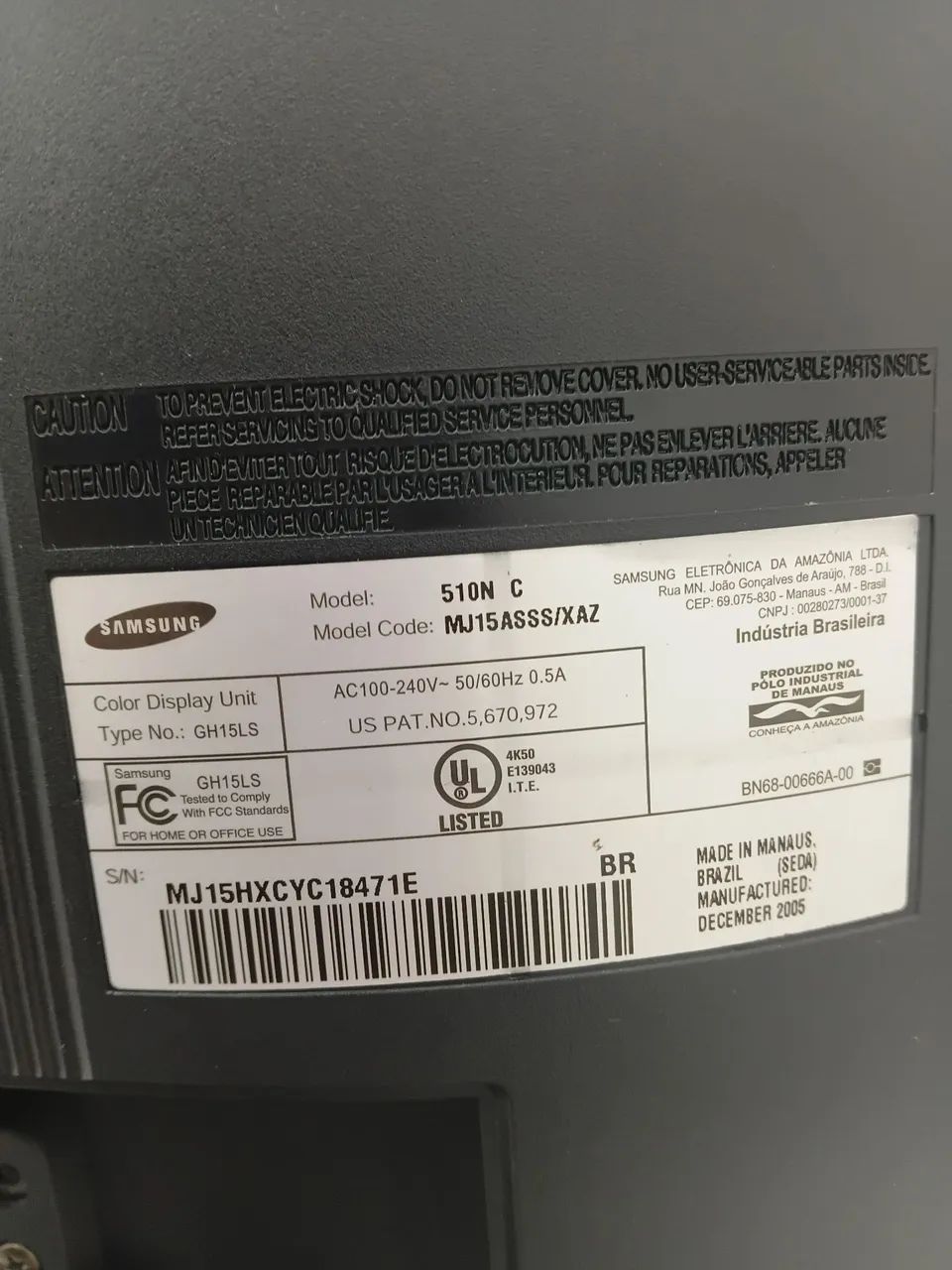 Monitor Samsung SyncMaster 510N usado e com defeito - Foto 3