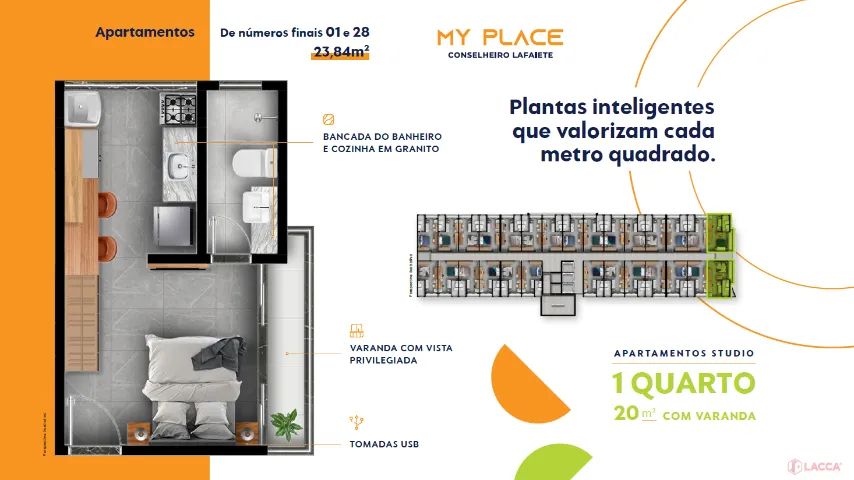 Oportunidade Studio Frente p/ rua - 12º andar + Garagem à Venda - My Place Cons. Lafaiete - Foto 2