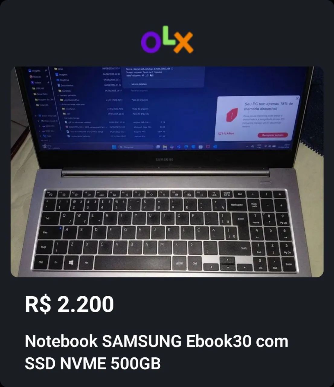 Notebook ebook E30 Samsung com Ssd nvme 500gb - Foto 2
