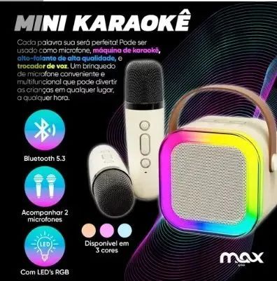 Caixinha De Som Karaokê C/ 2 Microfones Bluetooth Infantil - Foto 3