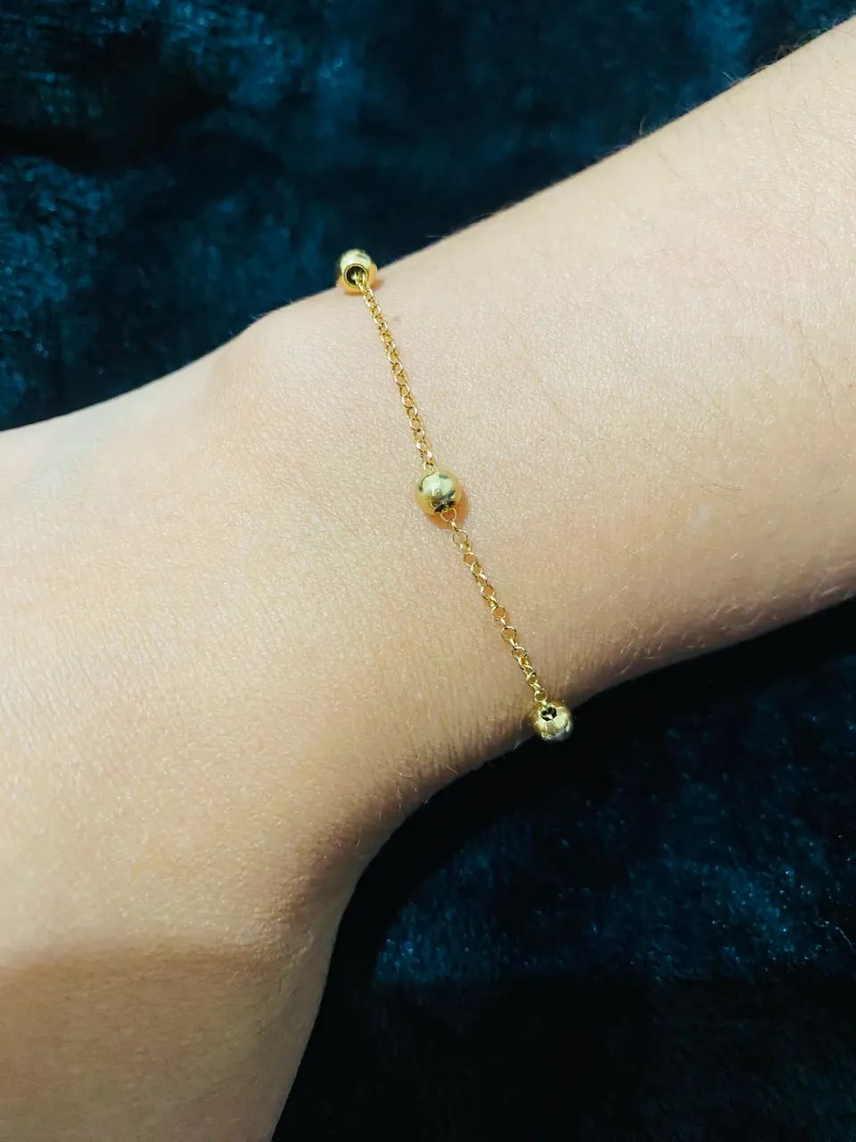 Pulseira ouro 18k em bolinhas 18cm