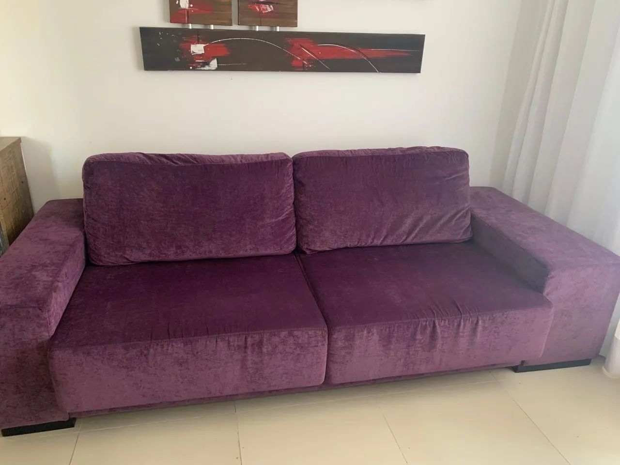 Sofá Retrátil 2,60m Grande e Confortável - Roxo - Foto 5