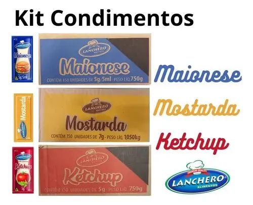 Fardo de molhos: ketchup, maionese e mostarda 