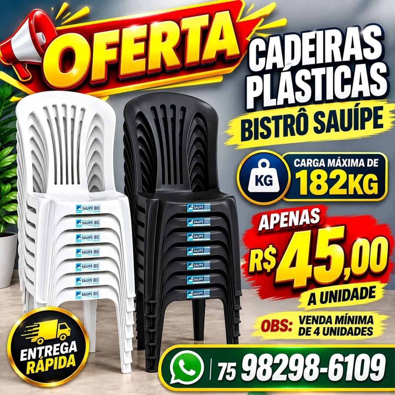 Cadeiras plásticas modelo bistrô Sauípe - Unidade: