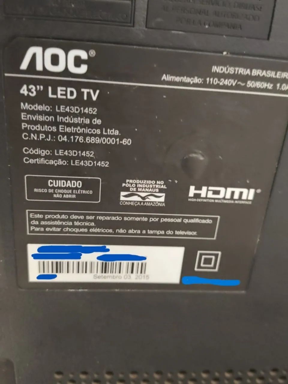TV AOC 43 polegadas (COM TELA QUEBRADA) - Foto 2
