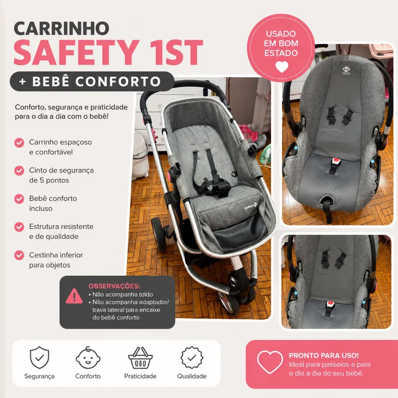 Carrinho de bebê safety 1 - Foto 2