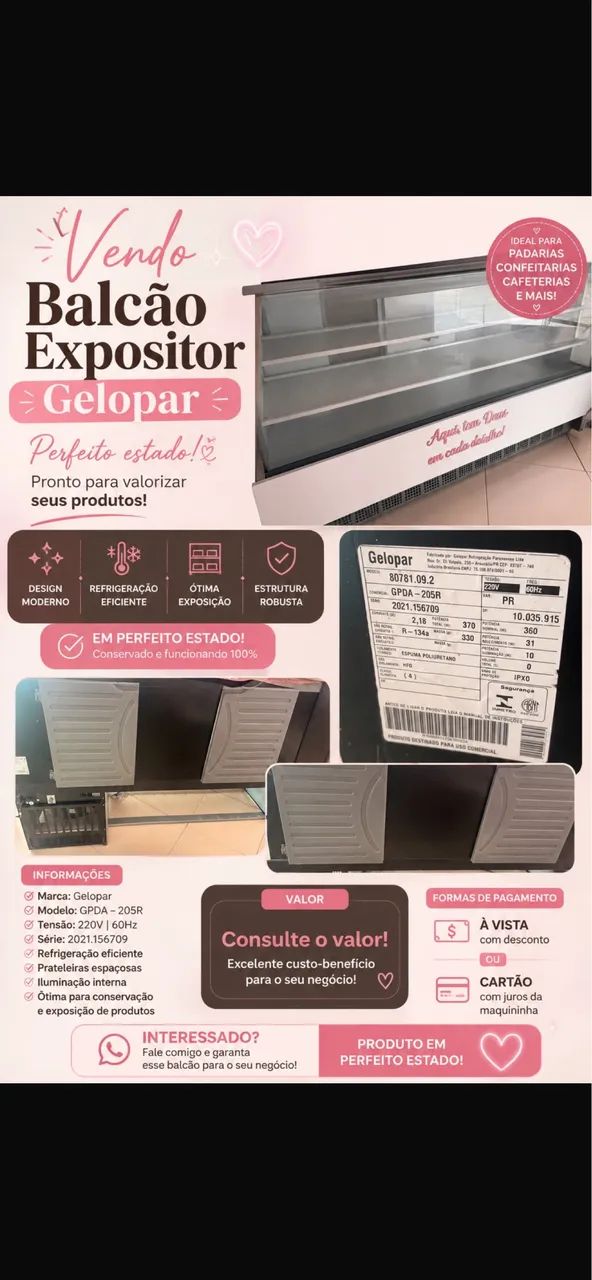 Balcão expositor refrigerado 