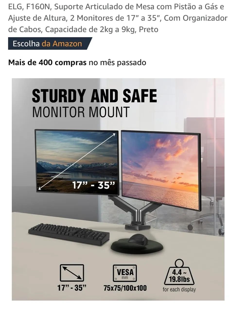 Suporte para duas telas de computador - Foto 2