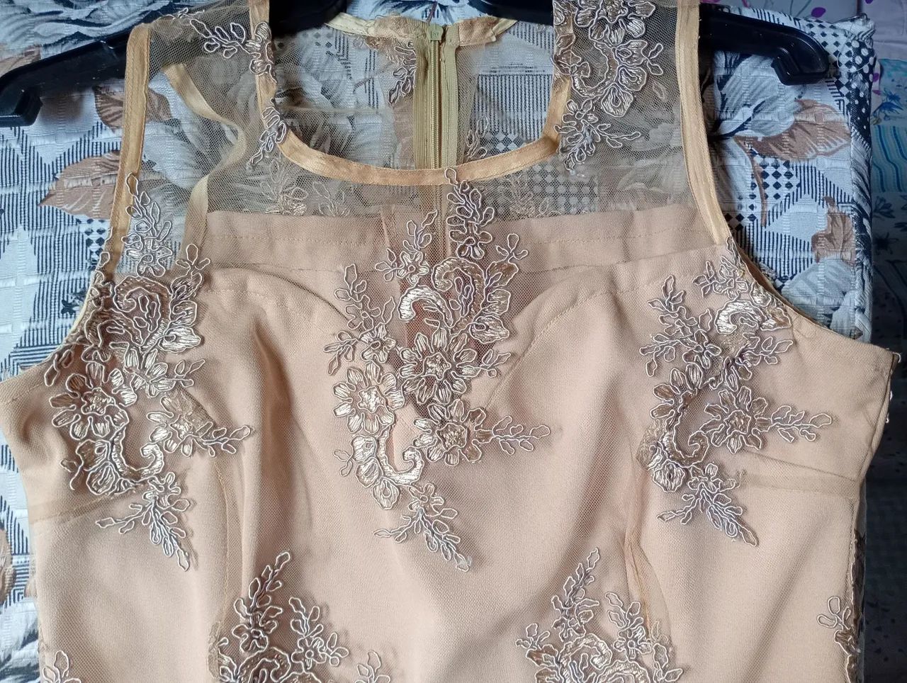 Vestido renda tule bordada