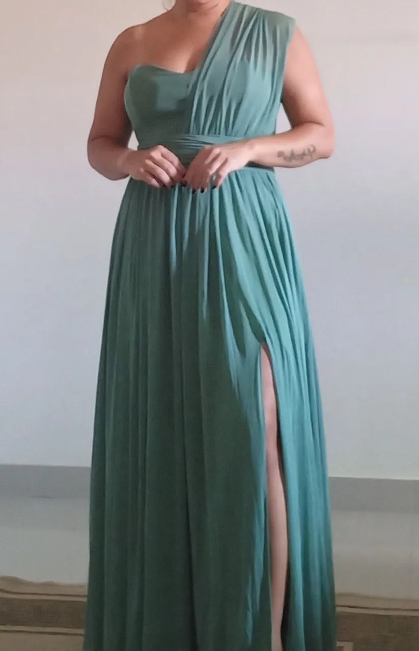 Vestido em tule verde oliva - Foto 4