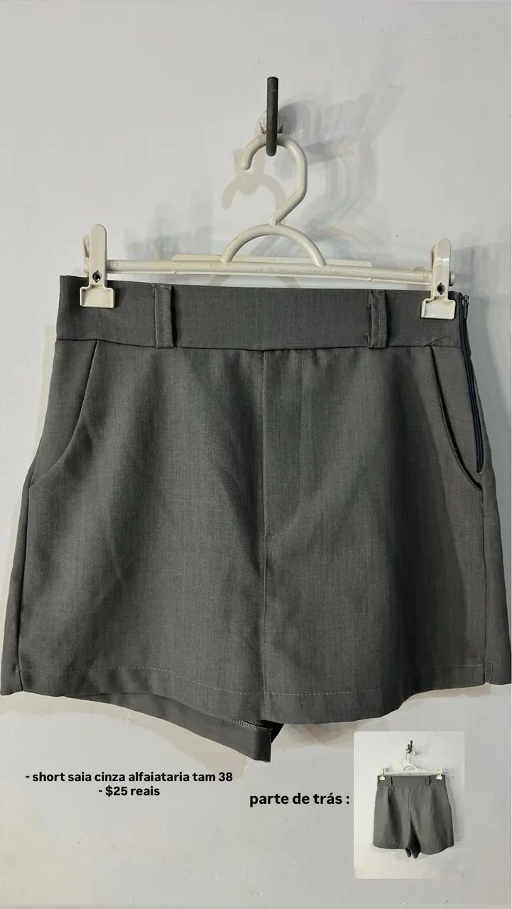 short saia cinza 