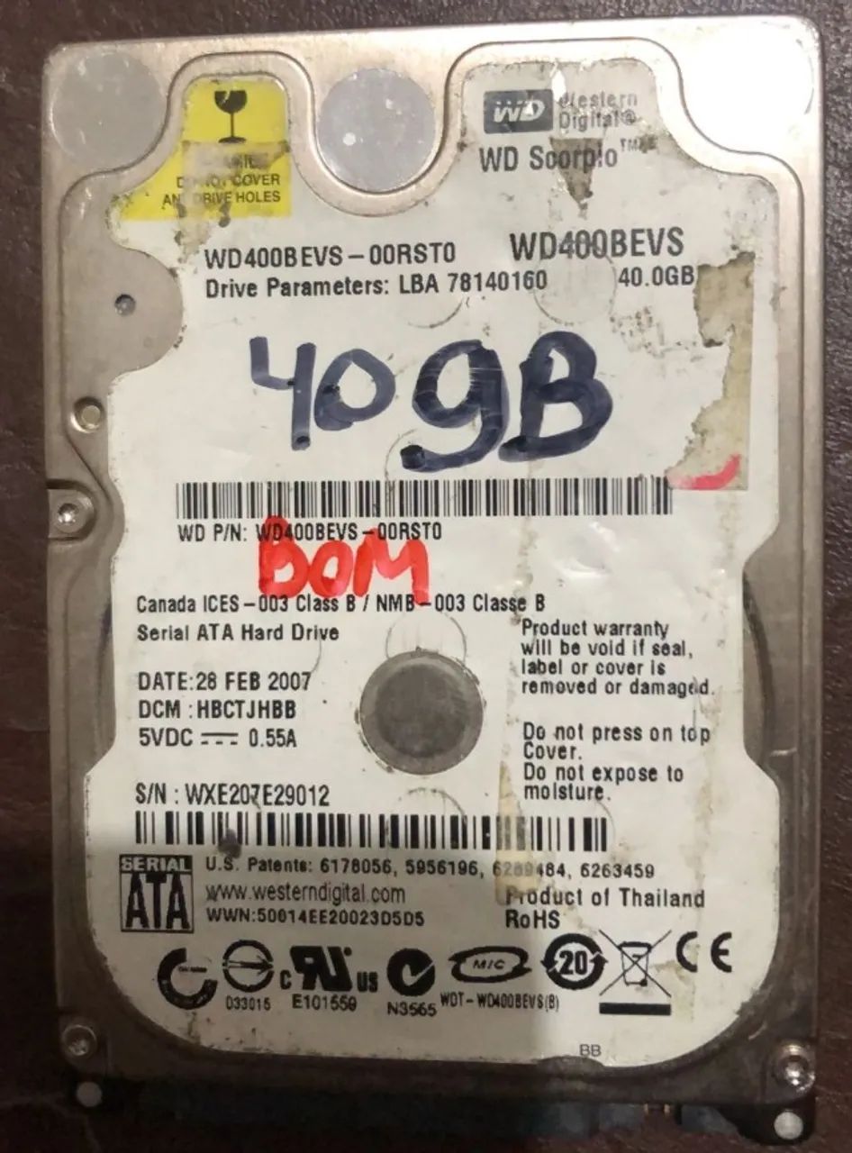 Lote HD Notebook SATA - 7 Unidades (80GB / 60GB / 40GB / 20GB) - Foto 4