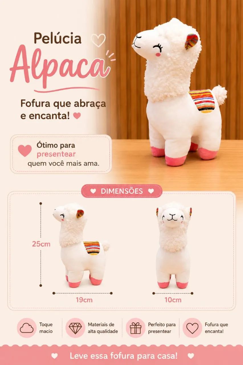 Pelúcia Alpaca 25cm - Foto 3