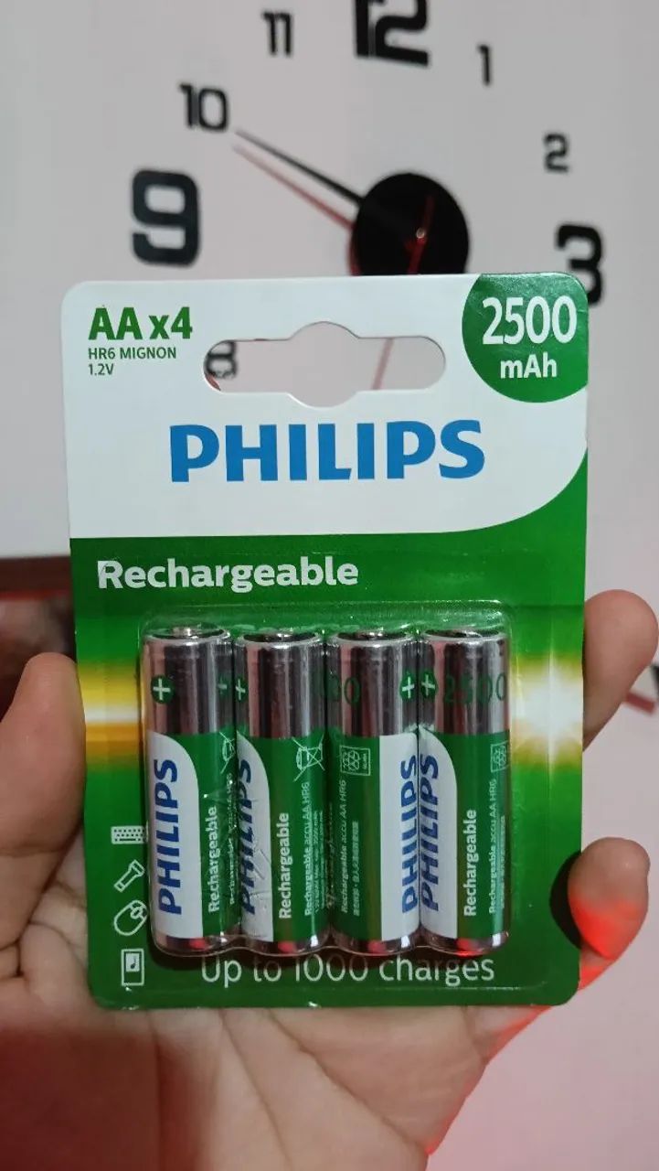 KIT 4 PILHAS AA RECARREGÁVEIS PHILIPS 
