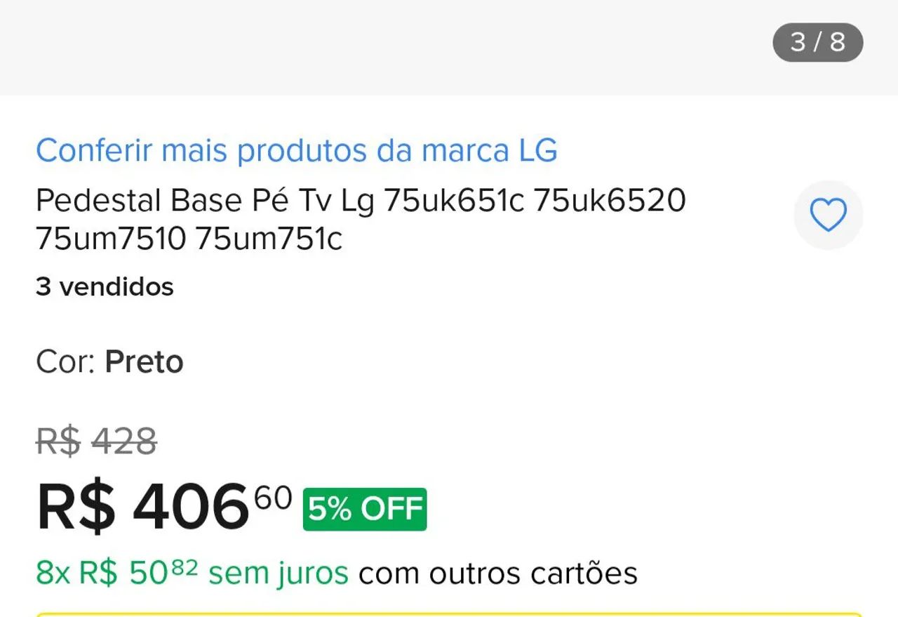 Pedestal de TV 75 polegadas LG. - Foto 4