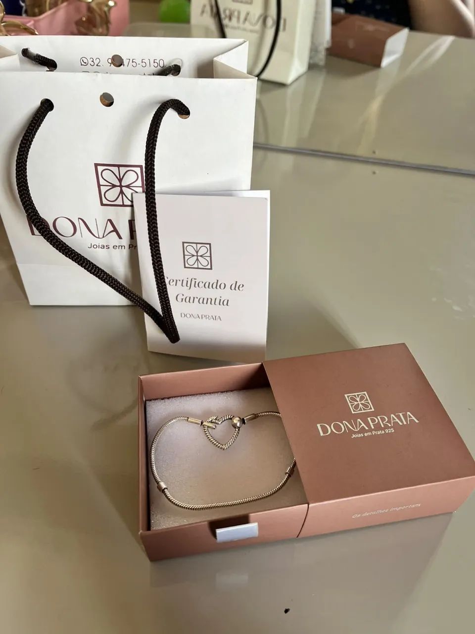 Pulseira em formato de coração Prata 925