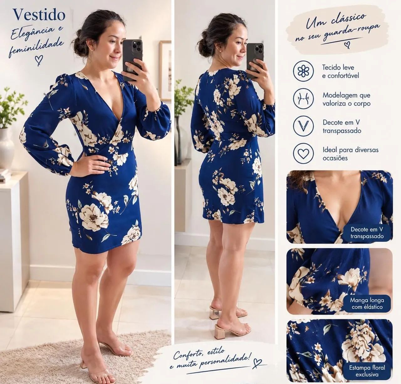 Vestido azul floral