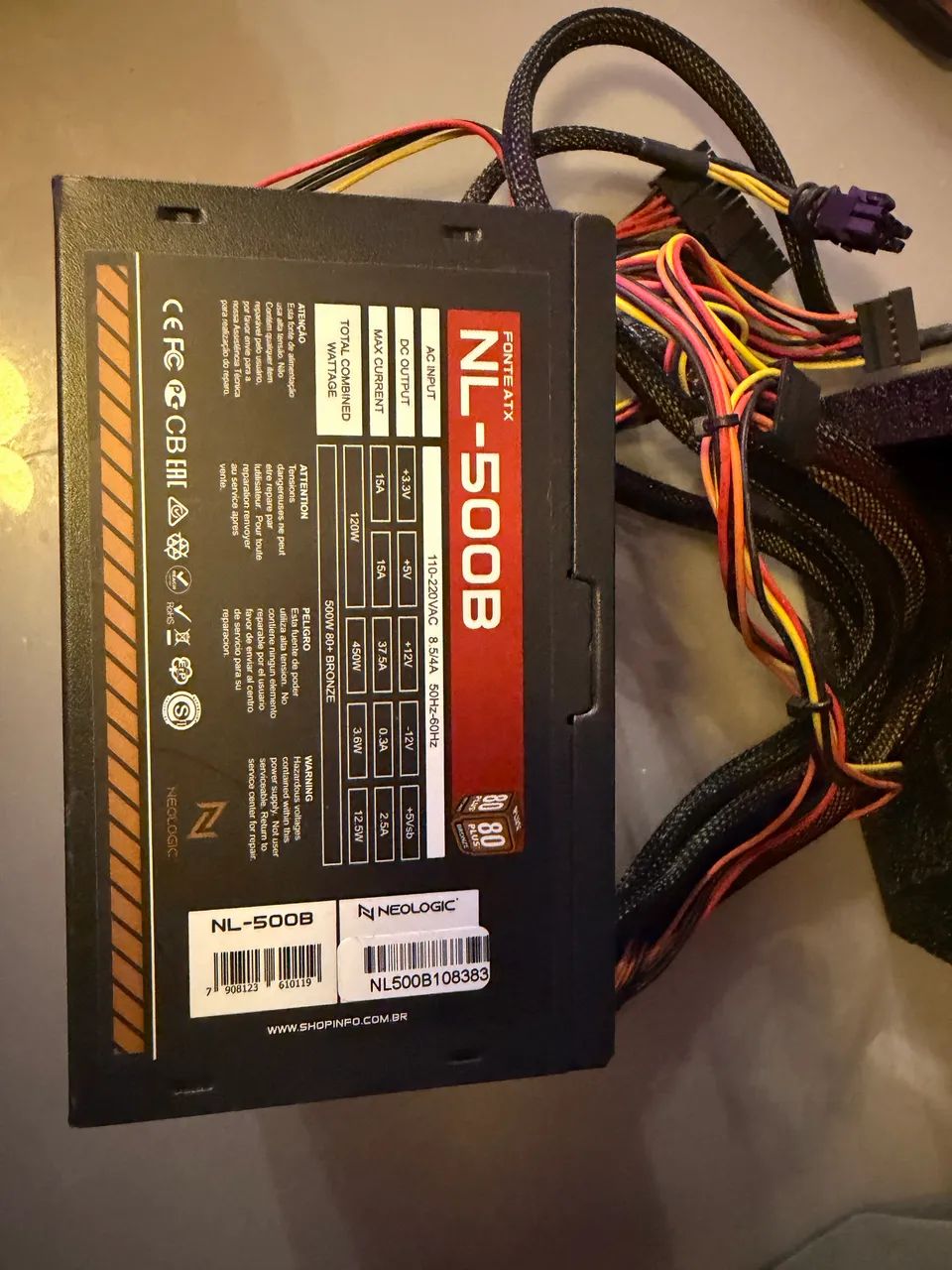 Fonte NL-500B, 500w, ATX, 80 Plus Bronze - NeoLogic  - Foto 4