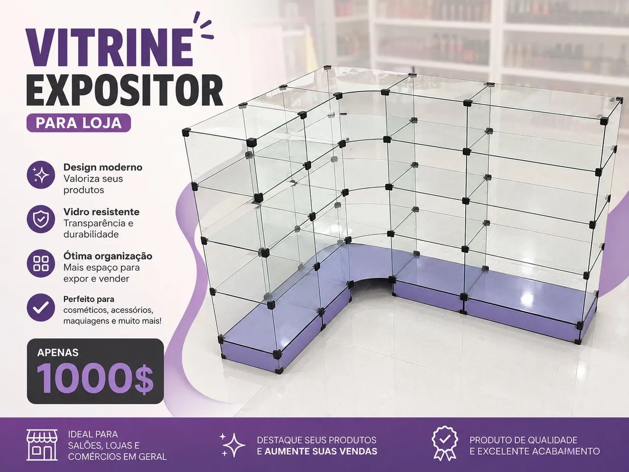 Vitrine expositor para lojas 