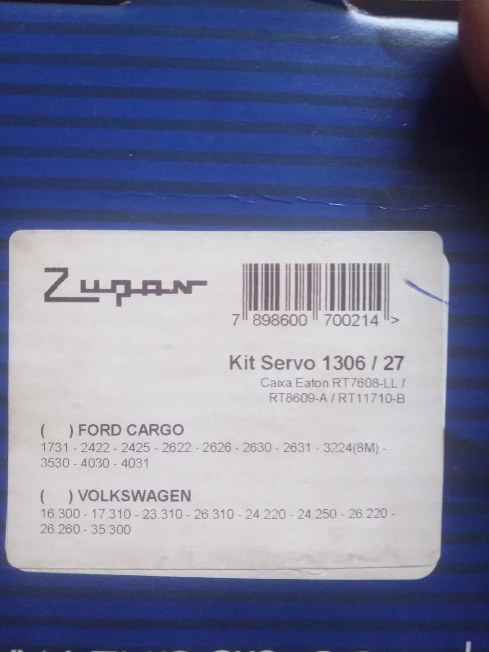 Kit Servo embreagem Ford cargo caixa Eaton RT 1306/27 Zupan 