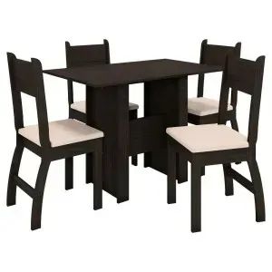 Mesa de Jantar Milano com 4 Cadeiras Amendoa/Savana