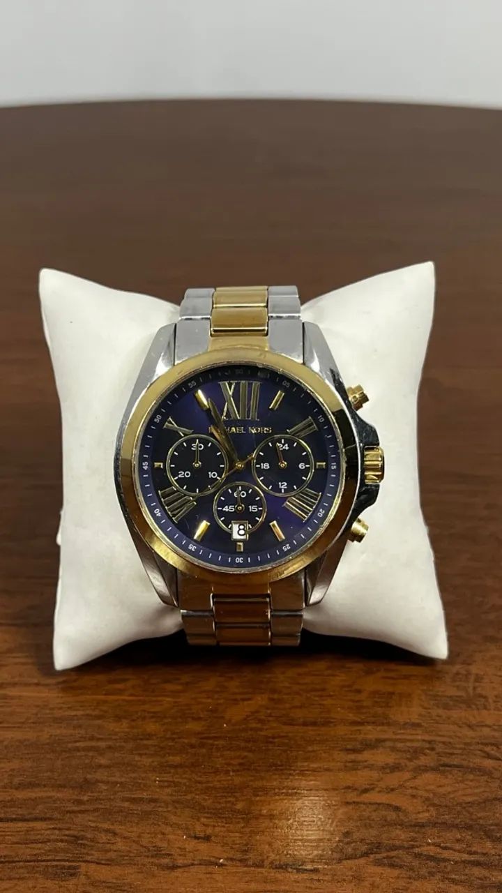 Relógio Michael Kors Cronógrafo Bicolor Azul Original - Foto 2