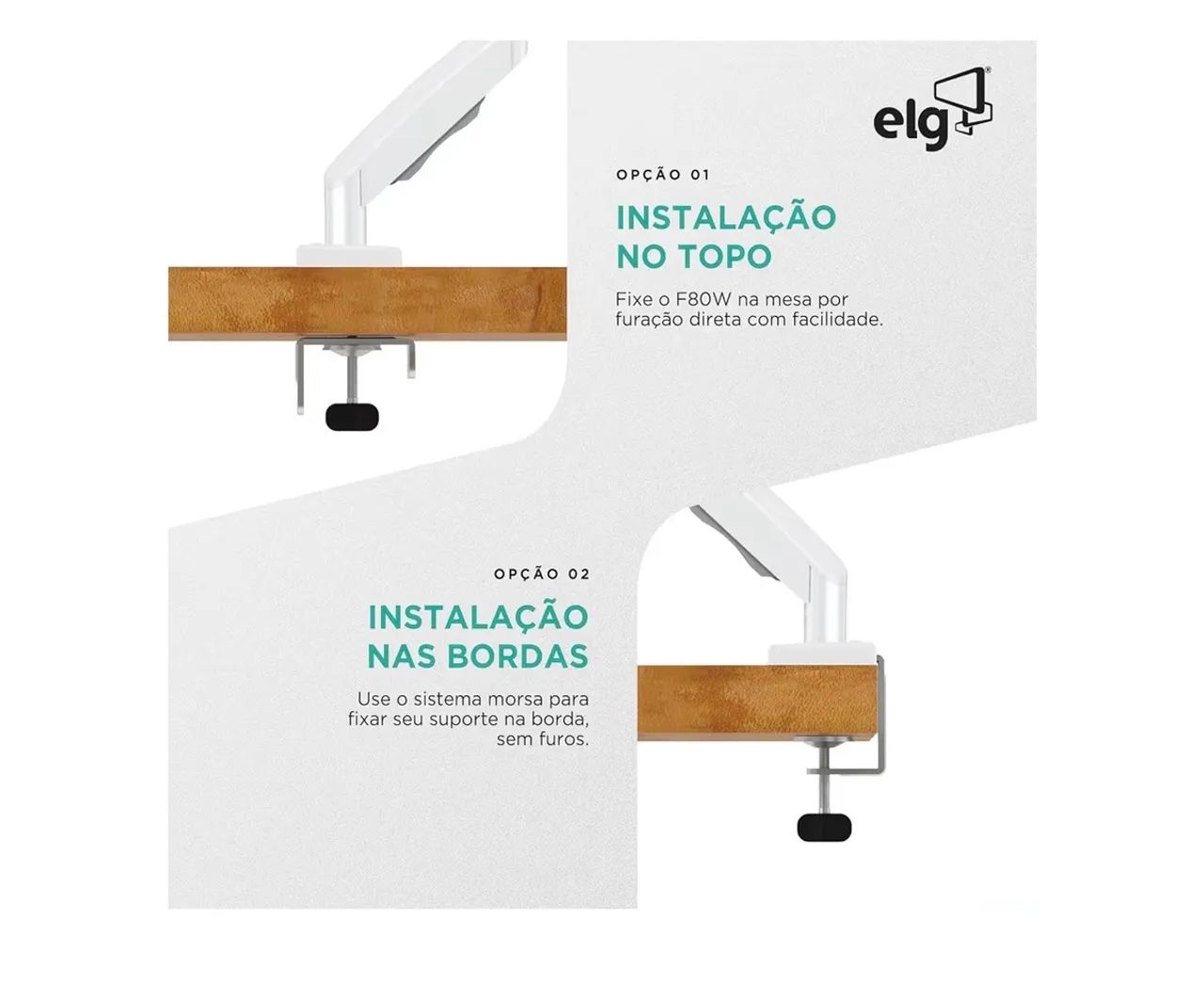 Suporte Articulado de Mesa com Pistão a Gás para Monitores de 17' a 35' Branco - F80W ELG - Foto 4