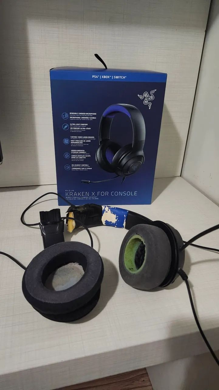 Fone Razer Kraken X quebrado