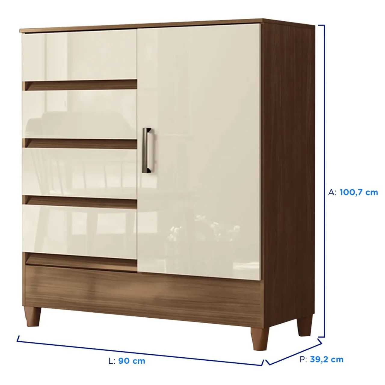 Cômoda fit 1 porta e 4 gaveta entrega e montagem grátis  - Foto 3