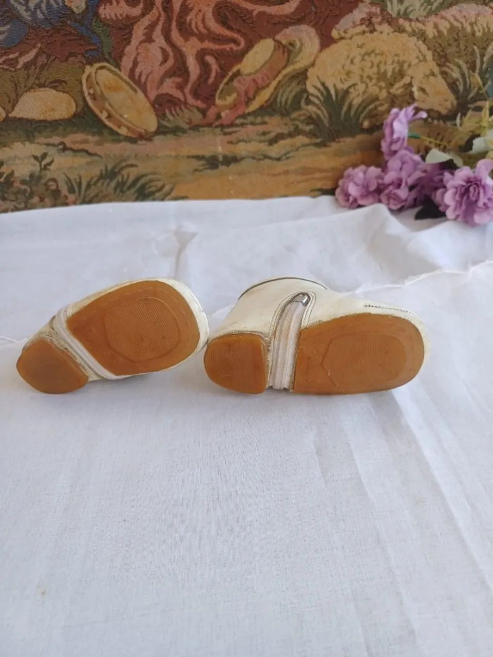 Par sapatinho botinha de boneca antigo  - Foto 4