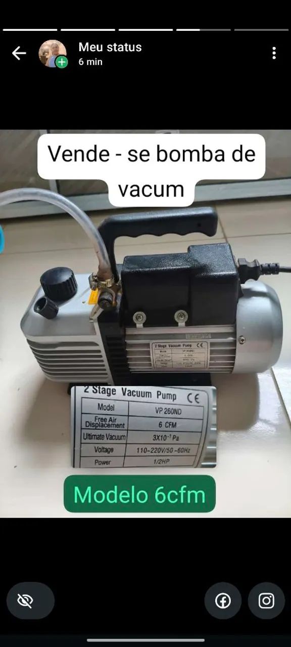 Vende-se Bomba de vacuum.  Modelo 6CFM