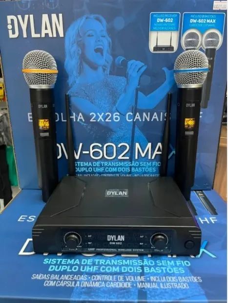 Microfone Sem fio Duplo Dylan DW 602 MAX