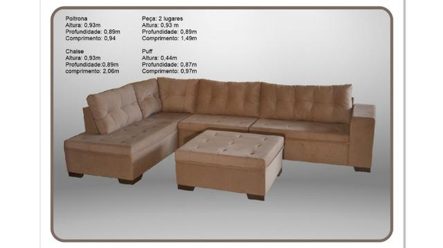 Sofa de canto gigantesco puff enorme preço baixissimo 1599 nos cartoes - Foto 5