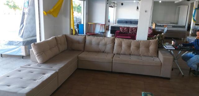 Sofa de canto gigantesco puff enorme preço baixissimo 1599 nos cartoes - Foto 4