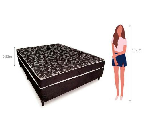 Cama Casal Conjugado Ortopédico - Suede Preto (188x138x52cm) - Foto 2