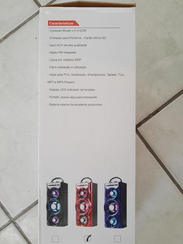 Caixinha de som com Bluetooth, entrada para pen drive, cartão de memória e rádio FM - Foto 4