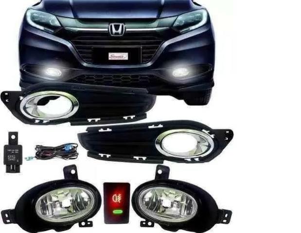 Kit Farol Milha Neblina Aro Cromado Honda HRV 2015 a 2018