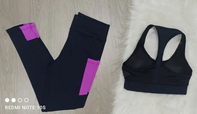 Conjunto fitness calça legging com bolso e top com bojo removível - Roupas  - Jardim Canadá, Uberaba 1265437396